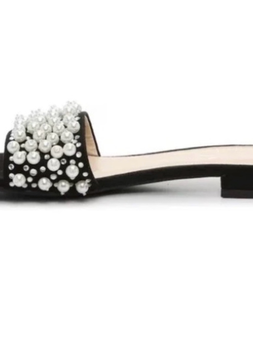 Jessica Simpson Black Pearl & Crystal Embellished Slide Mules 9 summer shoes - Picture 4 of 4